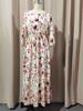 Retro Floral Long Dress with Round Neck and Large Swing - 2024 European & American Style