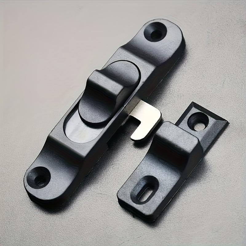 Black Heavy-Duty Folding Trackless Screen Door Lock - Heavy-Duty Anti-Mosquito Safety Hook Latch, Keyless Entry/Exit Lock