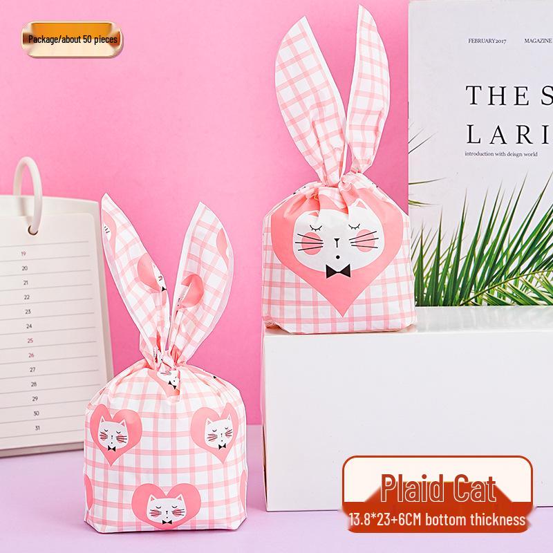 2025 Cartoon Rabbit Ear Plastic Bags for Snacks & Baking - Gift Set of 50