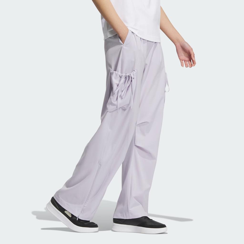 Adidas Dance Woven Tracksuit Bottoms Solid Color 3D Pocket Loose Straight Leg Woven Sports Pants Women Bottoms Silver JI9789