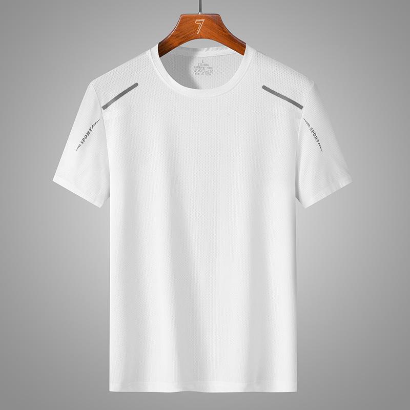 T-Shirt aus Eisseide, schnelltrocknend, kurzärmlig, atmungsaktives Mesh, Sommer-Rundhalsausschnitt, lockeres, schnelltrocknendes Hemd, kurzärmliges T-Shirt für Herren