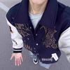 Unisex Vintage Letter Embroidery Baseball Jacket: Loose Fit for Spring & Autumn