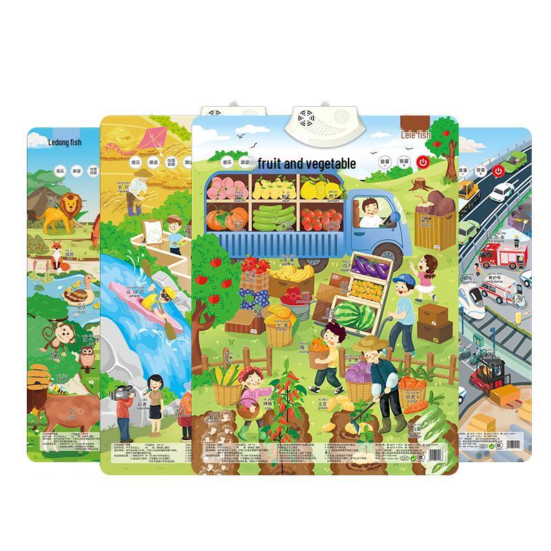 Lelefish Jucărie Educativă Vorbitoare și de Citit pentru Copii Mici: Diagramă sonoră a scenei, Pinyin, Puzzle cu numere