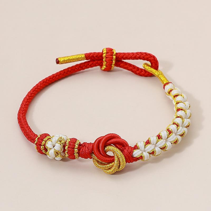 

Colorful Lucky Handwoven Peach Blossom Concentric Knot Braid Cord Couple Bracelet DIY Jewelry Accessories