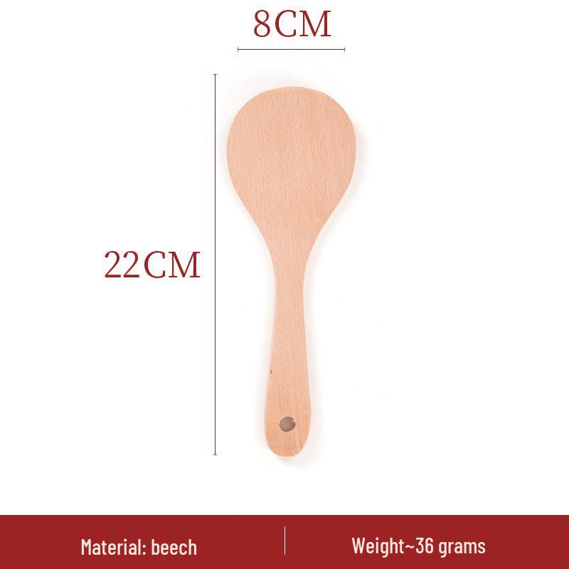 Japanese Non-Stick Wok Set: Spatula, Soup Ladle, Rice Spoon, Frying Pan, Stir-Fry Utensils, Solid Wood Handles