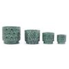 Mini Small Ceramic Plant Pot Ø19 cm, Glossy Rich Green Heart-Ornament Relief, Breathable Drainage Hole for Mini Succulents and Desktop Herbs