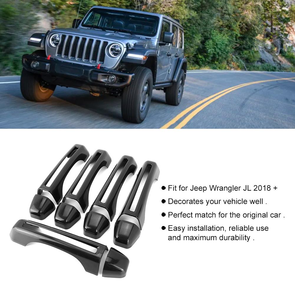10Pcs Set ABS Exterior Door Handle Cover Trim Fits for Jeep Wrangler JL 2018 +