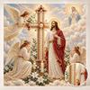 Pearl Painting 5D DIY Decorative Painting. Jesus Christ Cross and Angels. Cute Birthday Gift. Handmade Art Painting