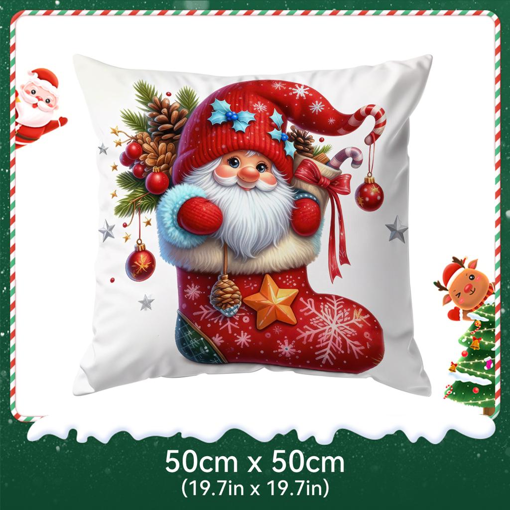 Christmas Socks Theme Pillowcase Bedroom Sofa Cushion Cover 100% Polyester Living Room Soft Cushion Pillowcase Home Decor