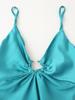 2024 Fall Women's European & American Style Satin Spaghetti Strap Dress with Long Hollow-Out Design