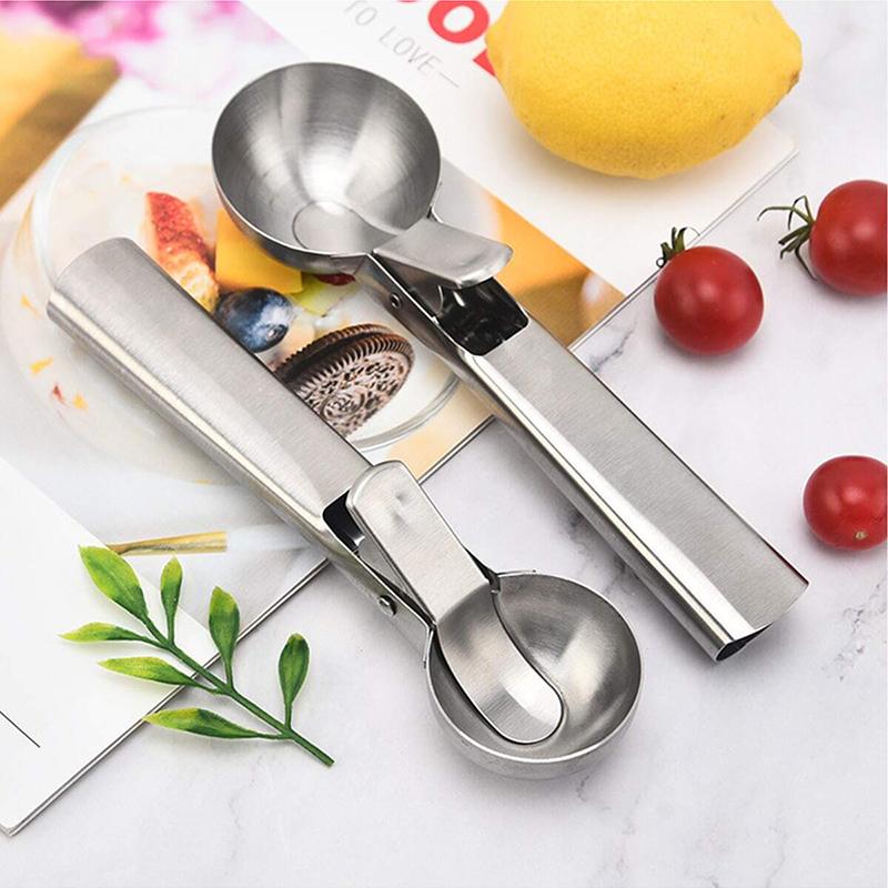 Stainless Steel Ice Cream Spoon Ball Digger Multifunctional Elastic Type Fruit Spoon Watermelon Household Kitchen Tools TMZ