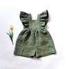 Fashion Baby Girl Linen Cotton Ruffled Jumpsuit Summer Infant Toddler Child Strap Romper Outfit Solid Color Baby Clothes 0-3Y