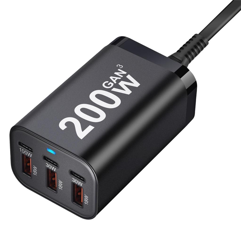 200W GaN Multi-Port PD Charger - Universal High-Power Charging for Phone & Tablet, Travel-Friendly