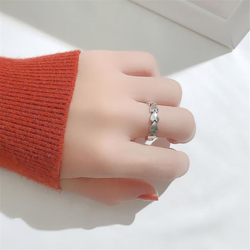 Simple Personality Ins Glossy Love 925 Sterling Silver Jewelry Sweet Heart With Heart Exquisite Popular Opening Rings TYB435