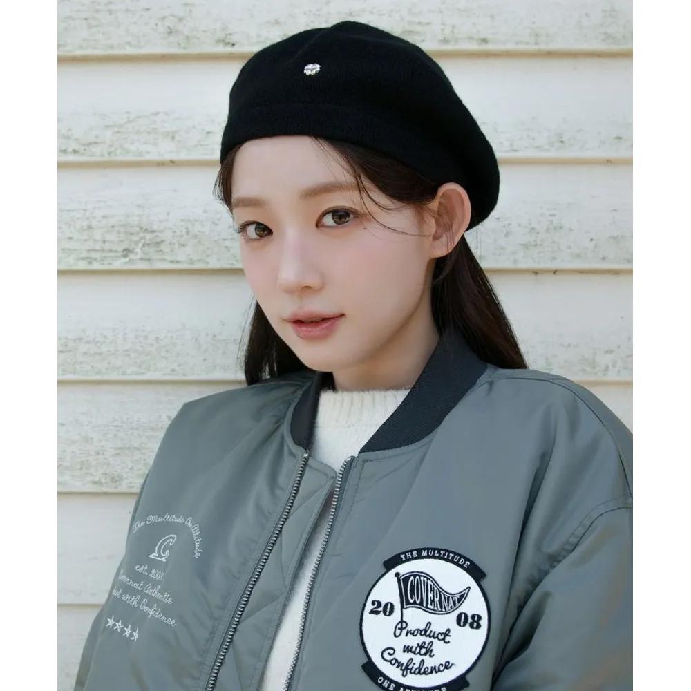 WOMAN Cloverheart Wool Blend Beret Black CO2404CA31BK 1549362 F