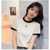Two-tone round-neck short-sleeve t-shirt for women, 2026 new summer base shirt, slim-fit short top