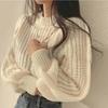 Loose Vintage Women's Sweater with Harajuku Flashlight Long Sleeves Korean Autumn Winter Knitwear Soft Warm Tops, Chic Solid Color Women's Sweater