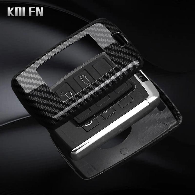 Custodia Cover Portachiavi Auto Stile Fibra di Carbonio ABS per Land Rover Range Rover Sport Evoque Velar Discovery Defender Jaguar Xe E-Pace Xf