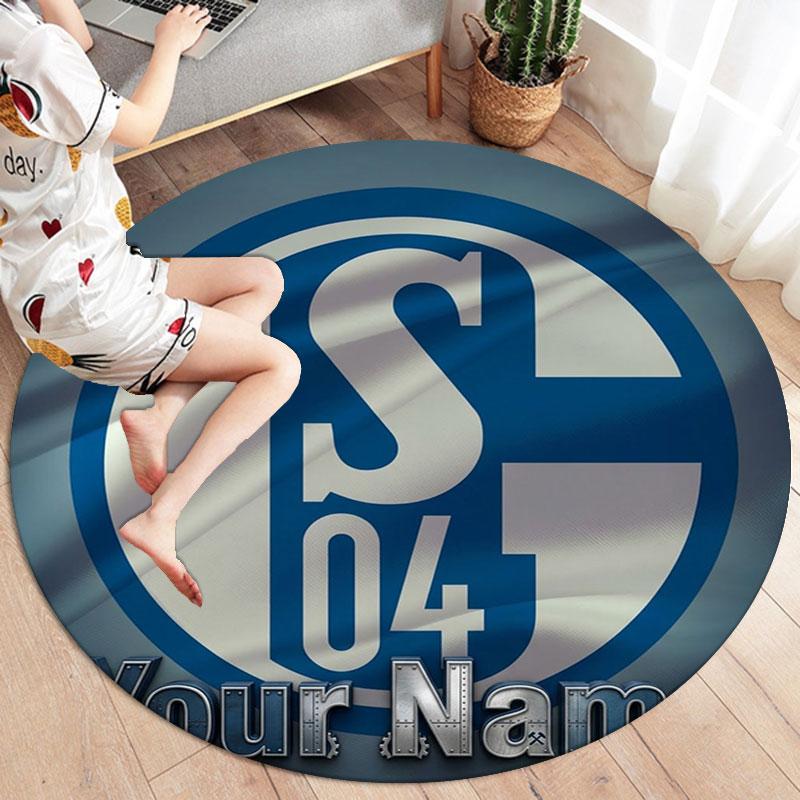FC Schalke 04 Custom Name Round Area Rug,Carpet Rug for Living Room Bedroom Sofa Playroom Decor,Non-slip Floor Mat