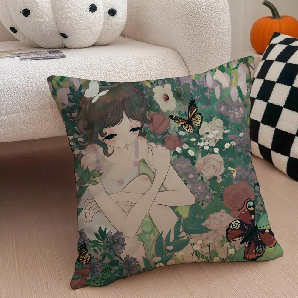 Aya Takano art avantgarde Cushion Cover Throw Pillow Cover Hidden Button Durable Polyester Chair Cushion