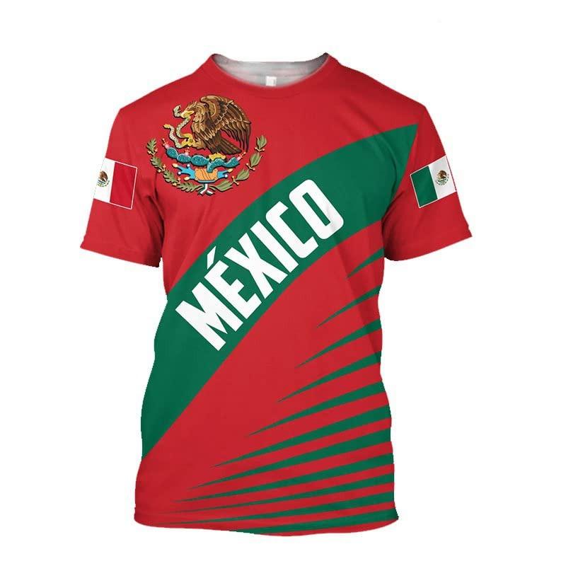 

Футболка с полной печатью флага Мексики для мужчин, с короткими рукавами, летняя, 3D-печать, мексиканская футболка, топы, уличная одежда, мужская футболка оверсайз 4XL