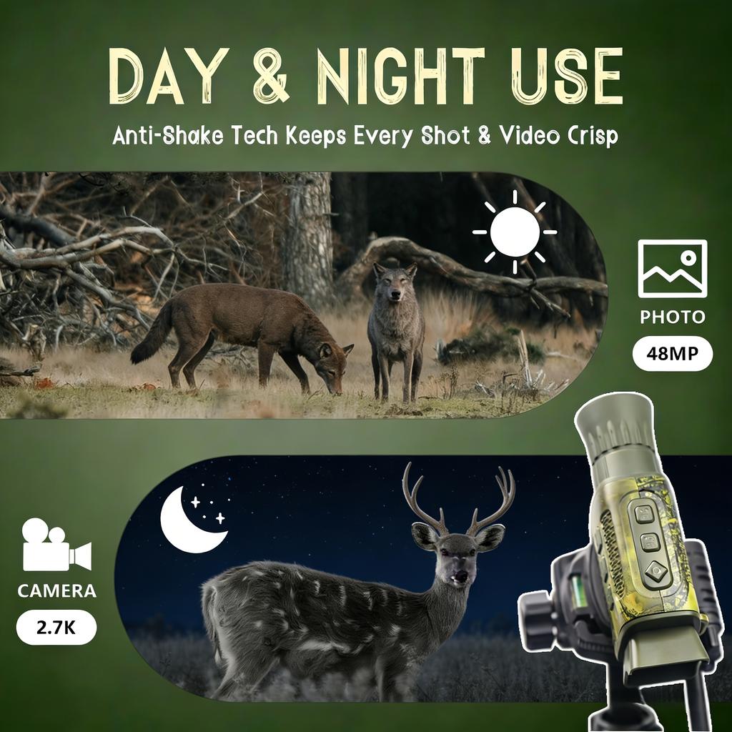 Night Vision Monocular Infrared Monocular with 2.7K Video 48MP Photos Digital Scope for Hunting Wildlife Observation Surveillance Night Vision Scope