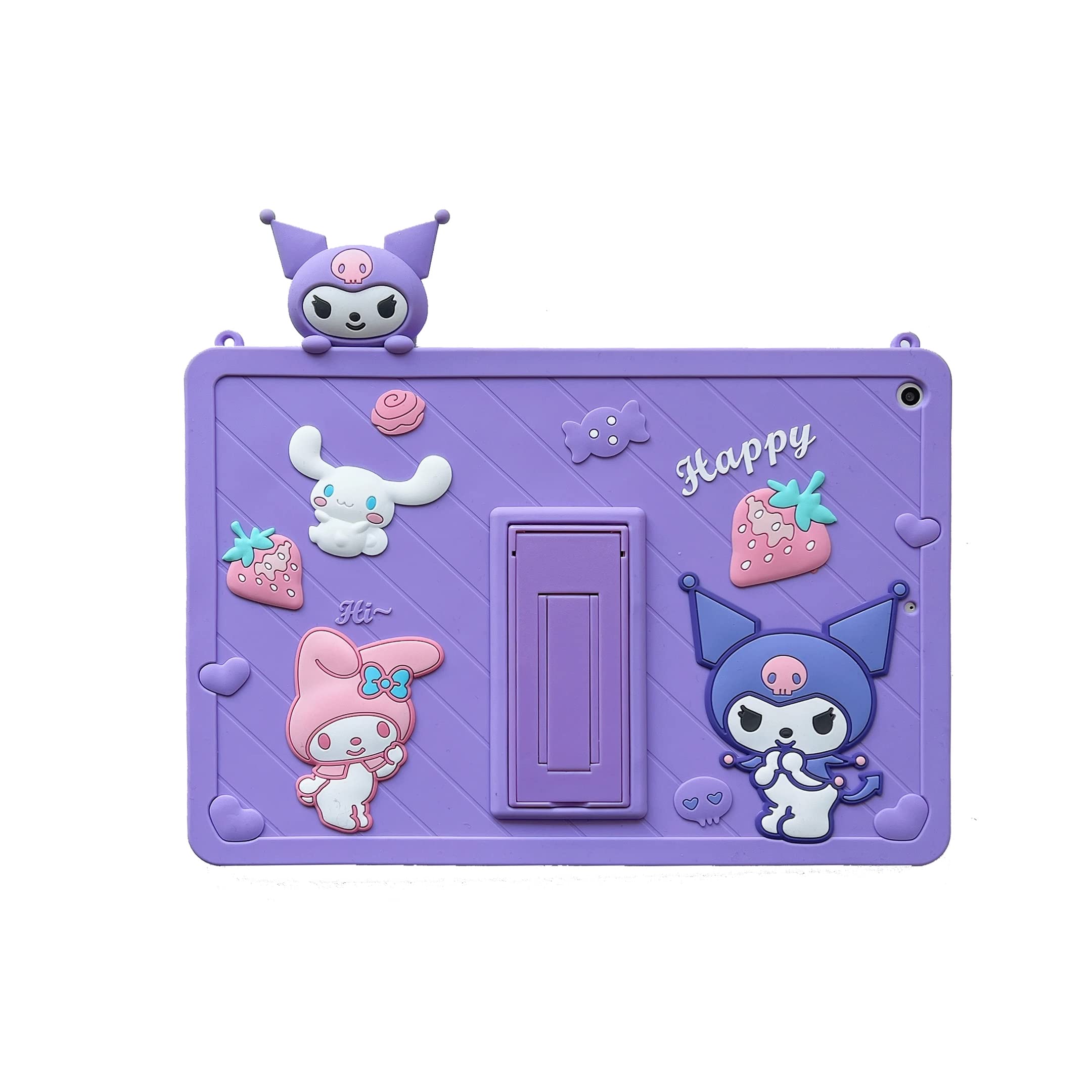

CrazyLemon iPad Air 3 2019 iPad Pro 2017 Cute Anime Purple Rabbit Doll Shoulder Stand Soft Silicone iPad Protective Shockproof Popular with Case,