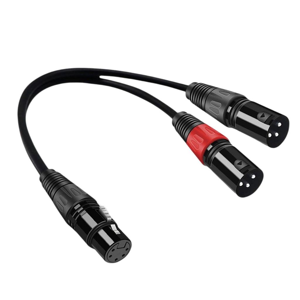 Freneci Dual DMX Y Splitter Cable 3-Pin Male to 5-Pin Female XLR Light Microphone Adapter 0.5m