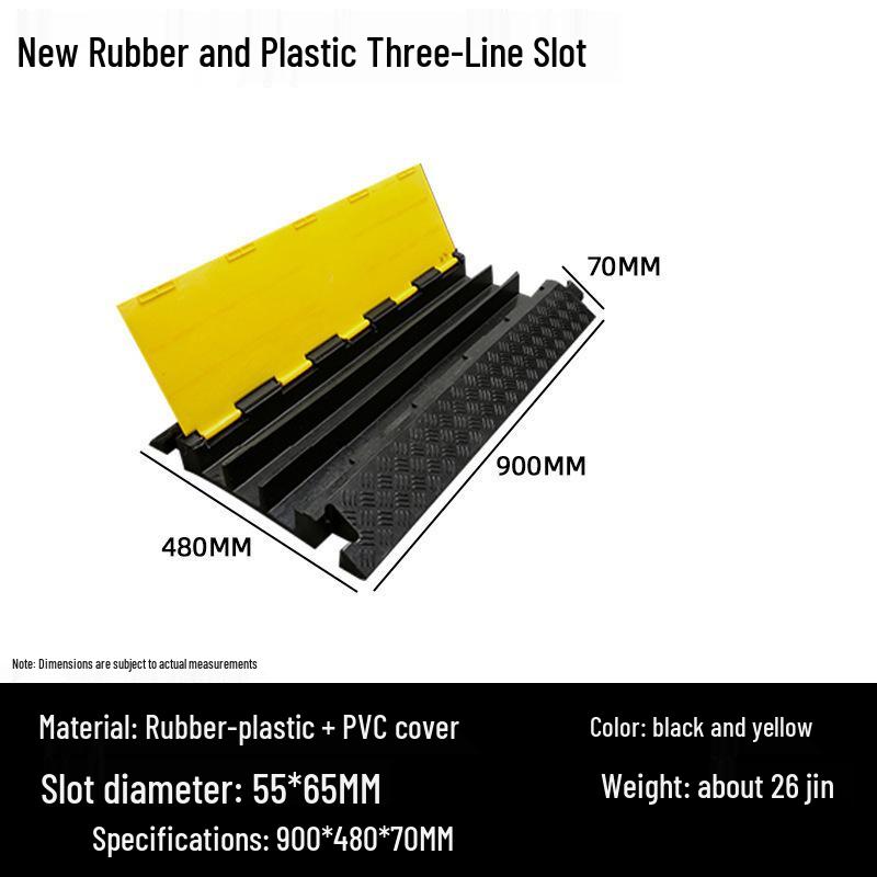 PVC Cable Trunking Board - Indoor/Outdoor Floor Duct Cover & Wire Protection Channel with Rubber Speed Bump