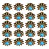 20 Set Daisy Decorative Conchos Buckles Simulation Turquoise Alloy Rivets Vintage Western Metal Screwback Buttons