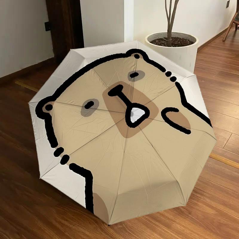 

1pc Cute Capybara Automatic Folding Umbrella, Portable Collapsible Design, 8-Rib Iron Frame, Outdoor Accessory yy250905103