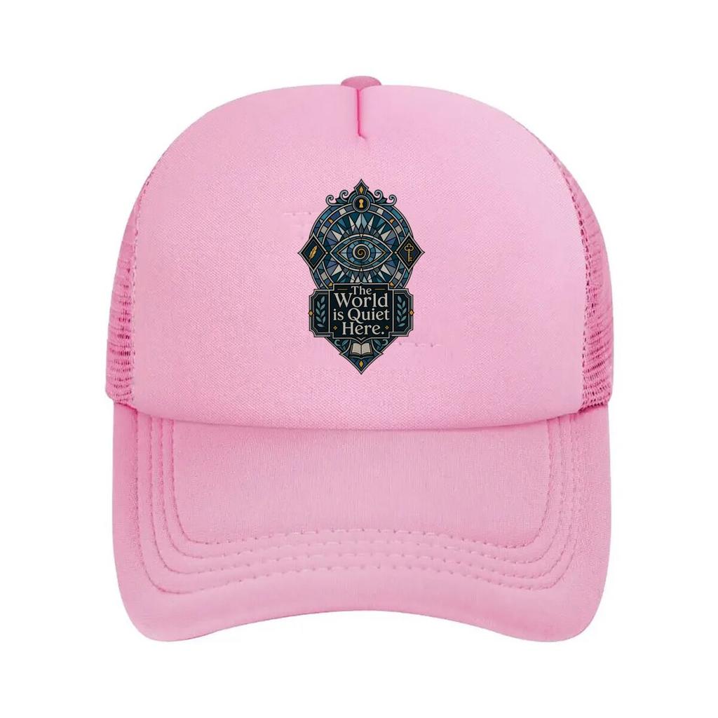 The World Is Quiet Spiral Mesh Baseball Cap Polyester Forward Observations Hat Adjustable Golf Hat Summer