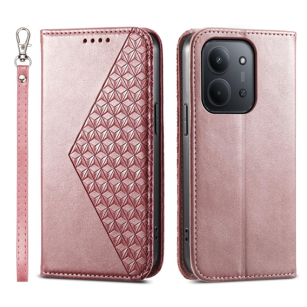 For Xiaomi Redmi 15C 4G (Global) (171mm)/Poco C85 4G Case Calf Texture PU Leather Wallet Phone Cover with Wrist Strap