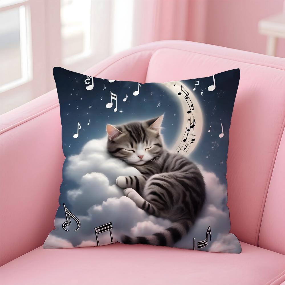 cute cat Cushion Cover Comfortable Reversible Pillow Cover Ideal for Car Sofa Bedroom & Beyond