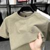 Camiseta de Manga Corta con Cuello Redondo y Insignia de Moda Estilo Coreano para Hombre, Top Versátil Casual y Cómodo de Verano