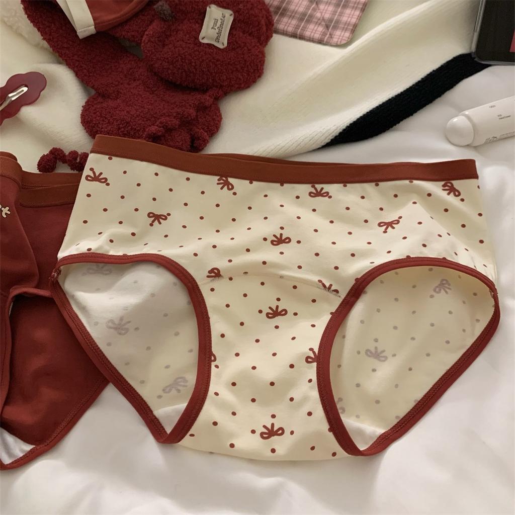 Girl Spring and Autumn Wedding Red New Cotton Extension Antibacterial Crotch Waist Triangle Briefs