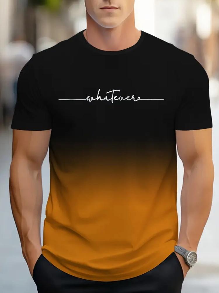 Simple Printed Men's Fashion Loose-fit T-shirt, Summer Outdoor Breathable Men's Top