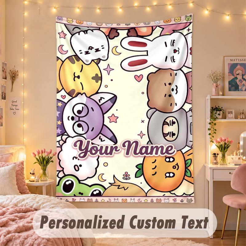 Custom Personalized Tapestry,SEVENTEEN Print Custom Name Text Wall Art Hanging for Bedroom