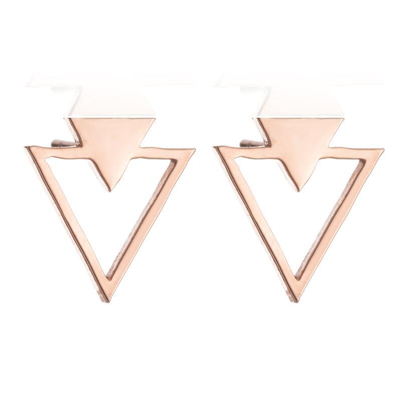 Korean Style Geometric Triangle Hollow Flower Ear Cuff Earrings for Women