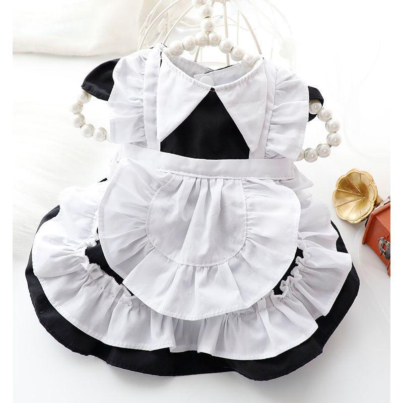 

Anime Inspired Lolita Maid Dress for Small Dogs - Black Summer Pet Apparel X-Small - Chest 30, Neck 18, Back Length 20