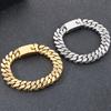 316L Stainless Steel 12MM Width Cuban Chain Bracelet for Men Hiphop Men's Bracelets With CZ Birthday Jewelry Gifts for Boyfriend