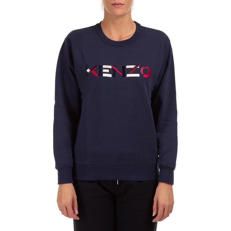 (WMNS) KENZO FW20 Logo Pattern Round Neck Long Sleeves Sports Navy Blue Hoodie Women's FA62SW8204MO-76