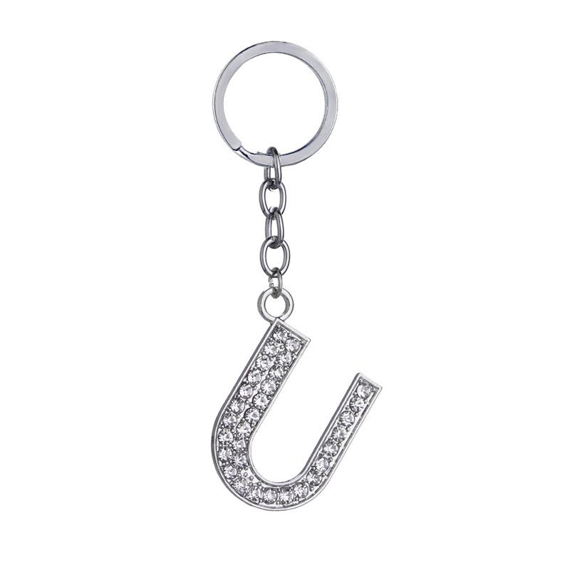 Fashion Charm 26 English Letters A-Z Alphabet Keychains Car Bag Crystal Rhinestones Alloy Name Key Chains Jewelry