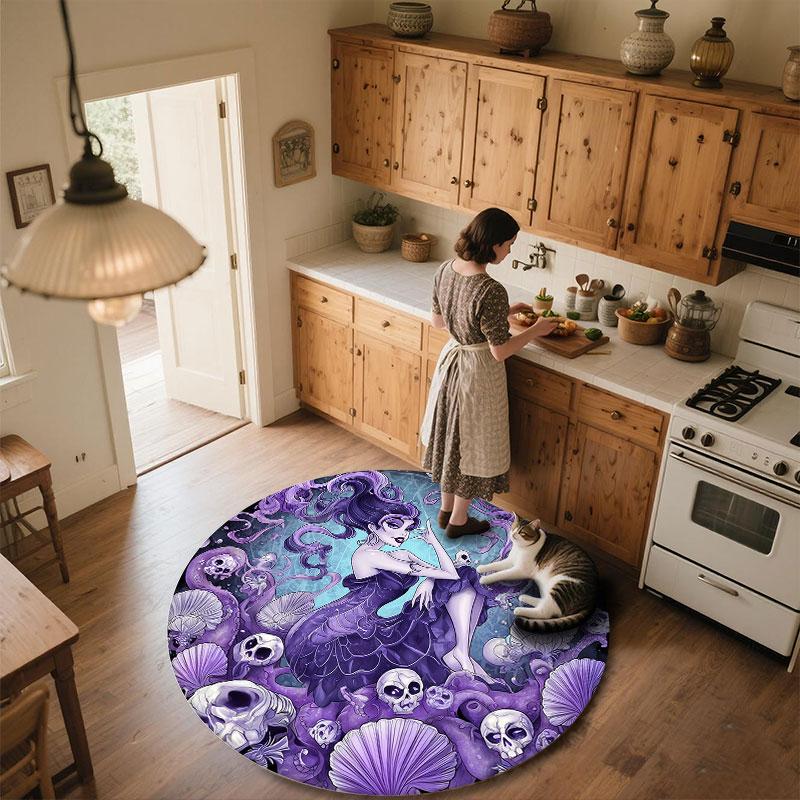 Cartoon Girls pattern round rug,Carpet Rug for Living Room Bedroom Playroom ,Non-slip Floor Mat,Holiday Gifts and Birthday Gifts.