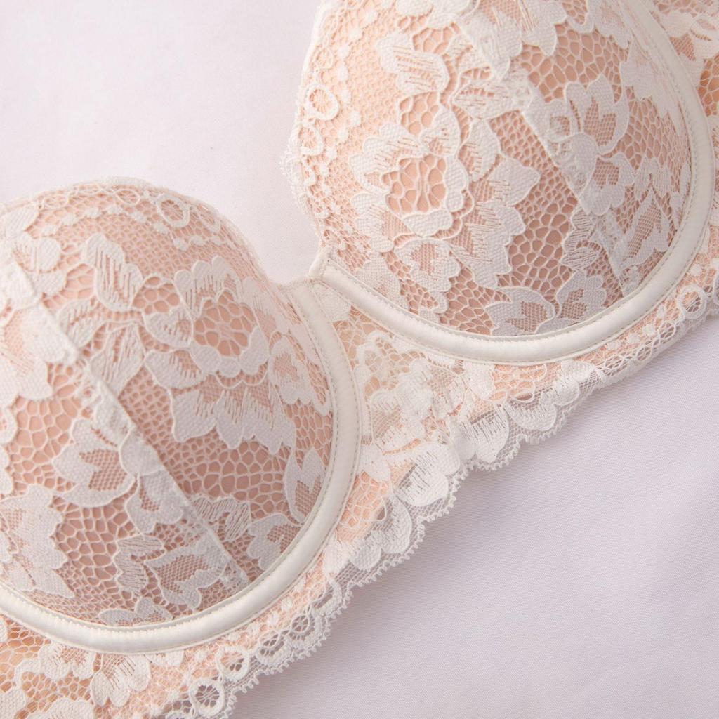 French Sexy Lace Underwear Women's Soft Steel Ring Removable Shoulder Strap Upper Thin Lower Thick Gathering Upper Support Bra Cover