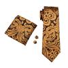 Dibangu Ties for Men Orange New Design Silk Tie Mens Necktie Hanky Cufflink Alloy Ring and Tie Tack Pin Set for Formal Party