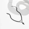 2Pcs/Set Gothic Black Cross Jesus Pendant Choker Necklace for Women Punk Vintage Metal Beads Chain Neck Jewelry Accessories New