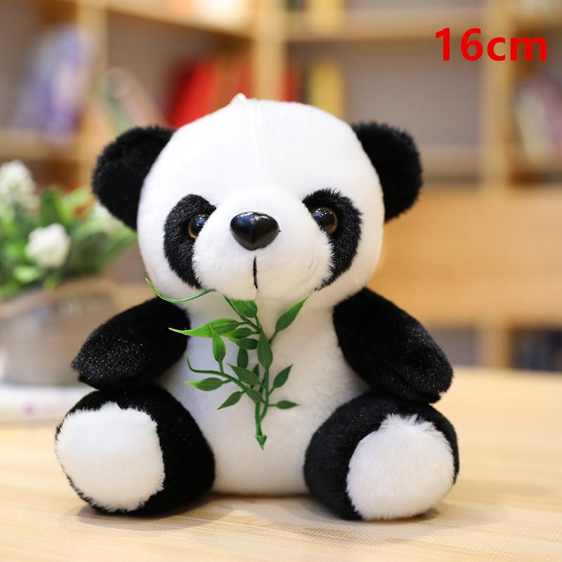 Hot 12cm-20cm Lovely Funny Panda With Bamboo Leaves Plush Toys Soft Cute Cartoon Animal Black And White Stuffed Doll Kids Gift