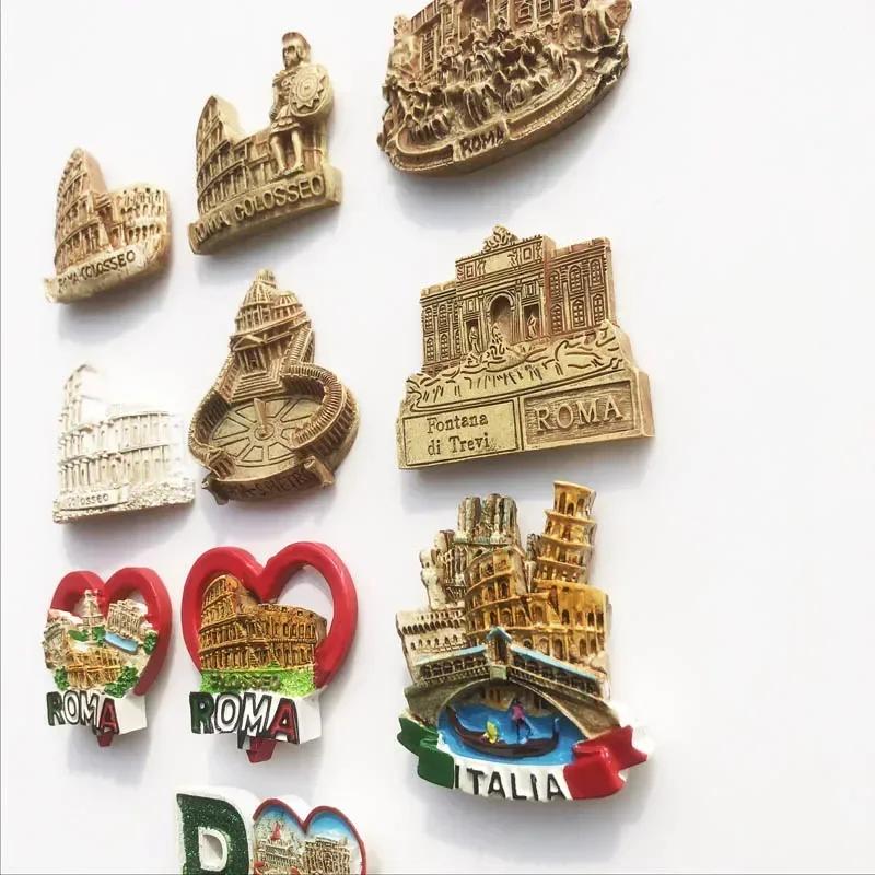 Kühlschrankmagnet mit Wahrzeichen von Rom, Italien, Touristen-Souvenirs, Kolosseum, Wishing Pool, magnetischer Kühlschrankaufkleber, Kunstharz-Kunsthandwerkssammlung