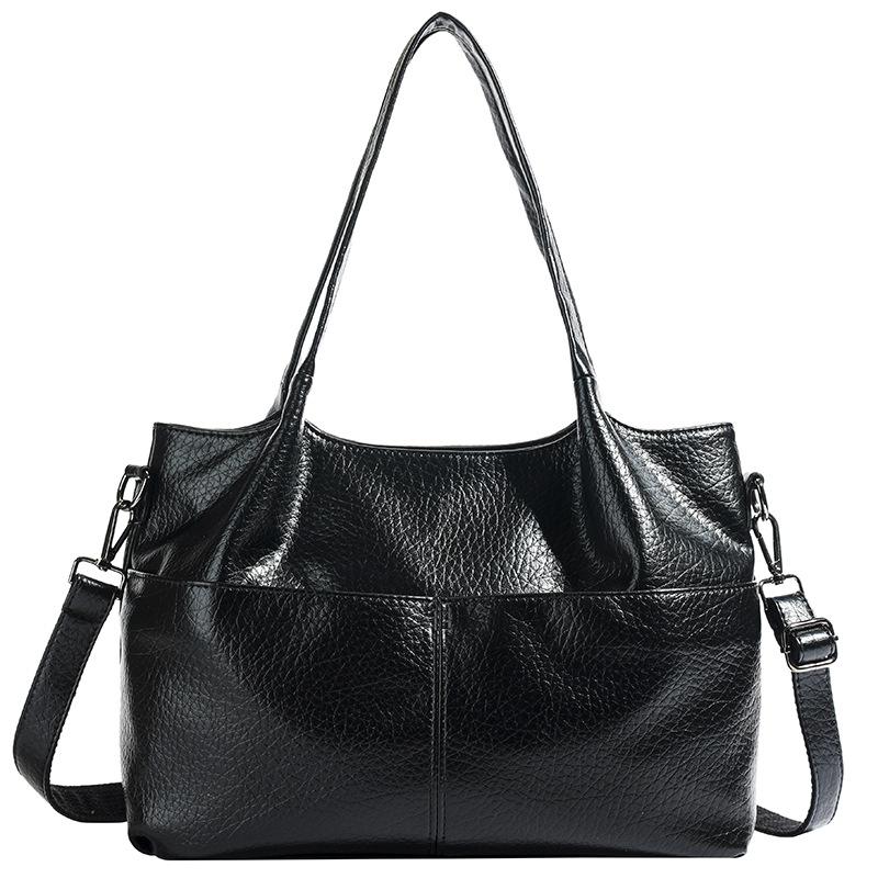 

Повседневная ретро сумка-тоут, большая сумка для ручной носки для работы и поездок, сумка на одно плечо чёрный